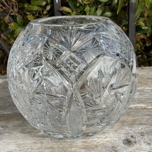 Avitra Crystal "Williamsburg" Pattern Cut Rose Bowl 6" flower vase